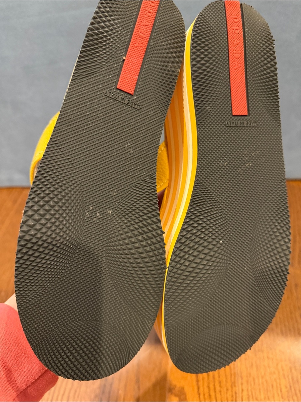 Prada Yellow Leather Platform Thong Sandals - Picture 8 of 17